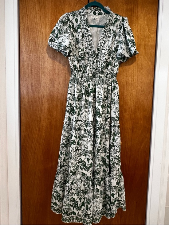 Max Studio Dresses & Skirts - Max Studio Green and White Floral V-Neck Tiered Maxi Dress